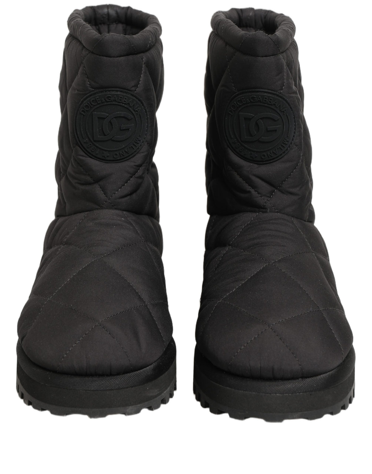 Dolce & Gabbana Black Quilted Effect Mid Calf Boots