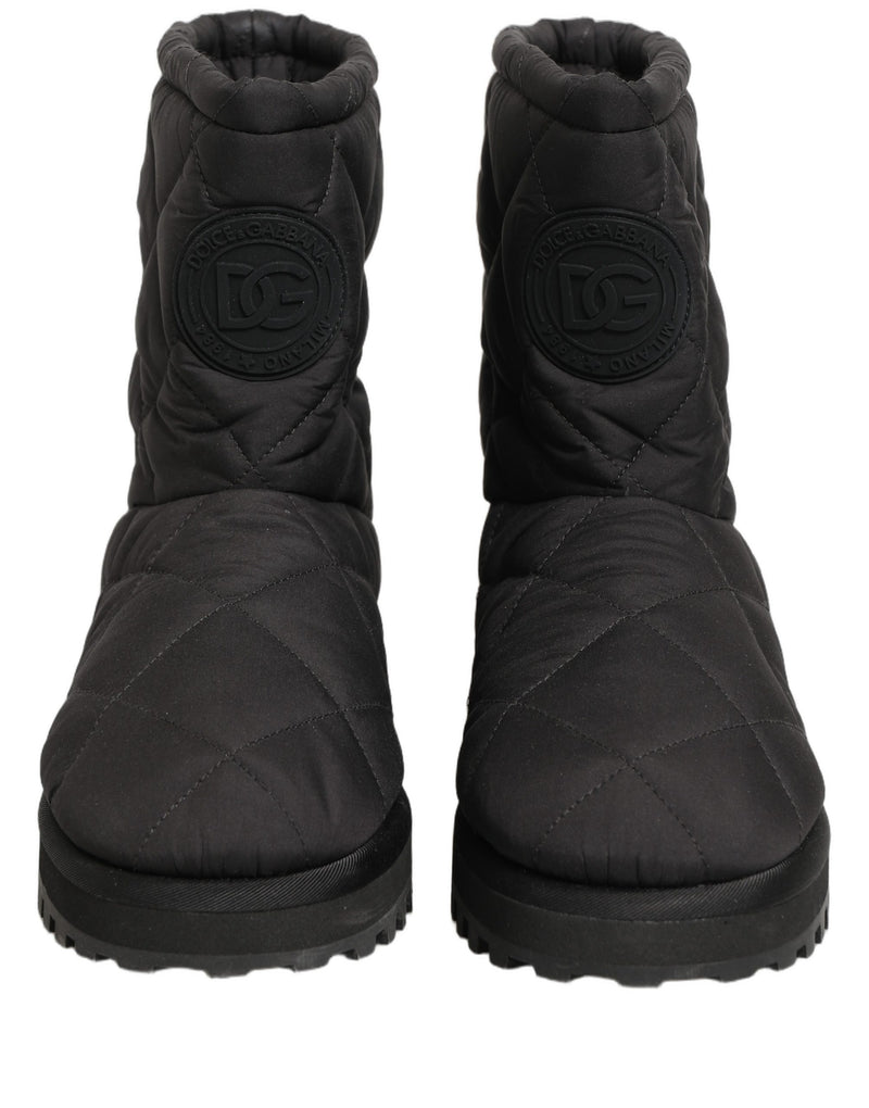 Dolce & Gabbana Black Quilted Effect Mid Calf Boots
