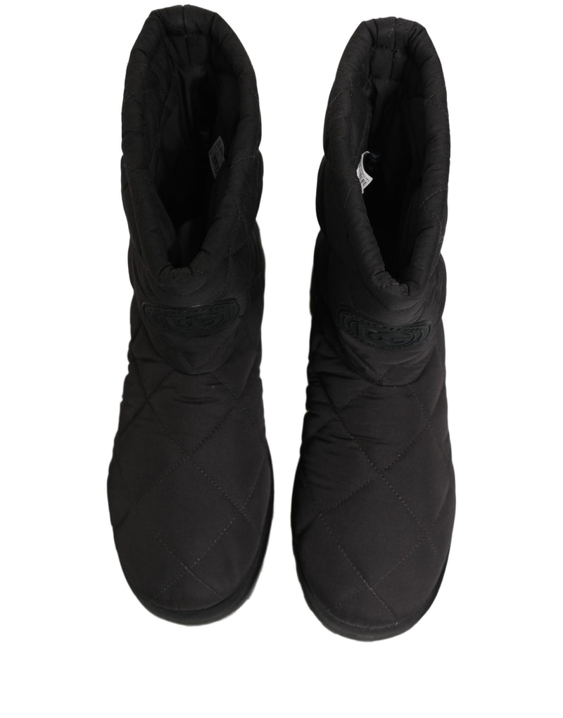 Dolce & Gabbana Black Quilted Effect Mid Calf Boots