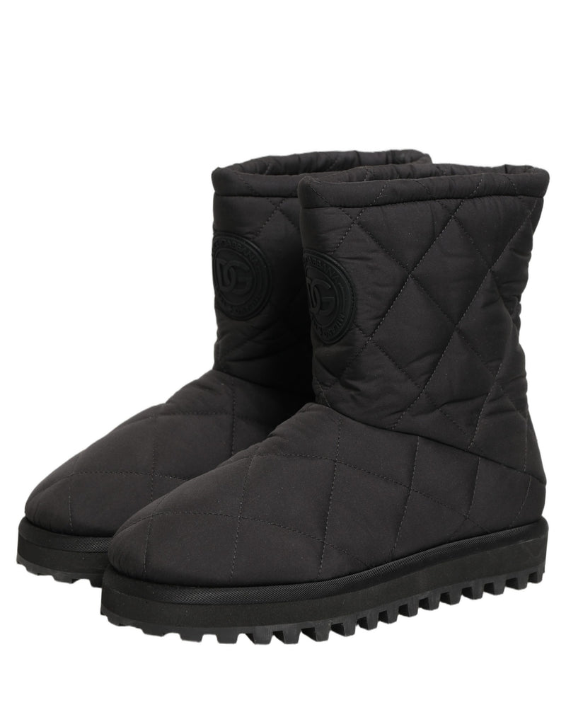 Dolce & Gabbana Black Quilted Effect Mid Calf Boots