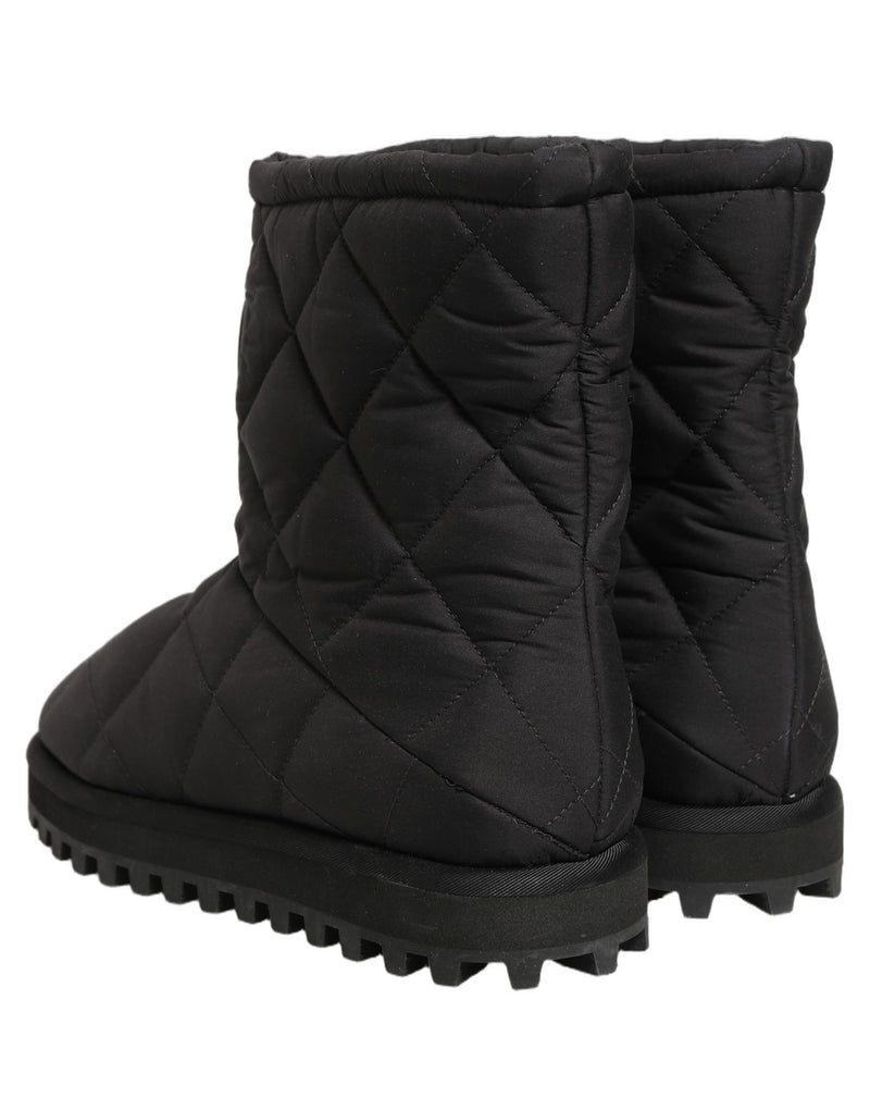 Dolce & Gabbana Black Quilted Effect Mid Calf Boots