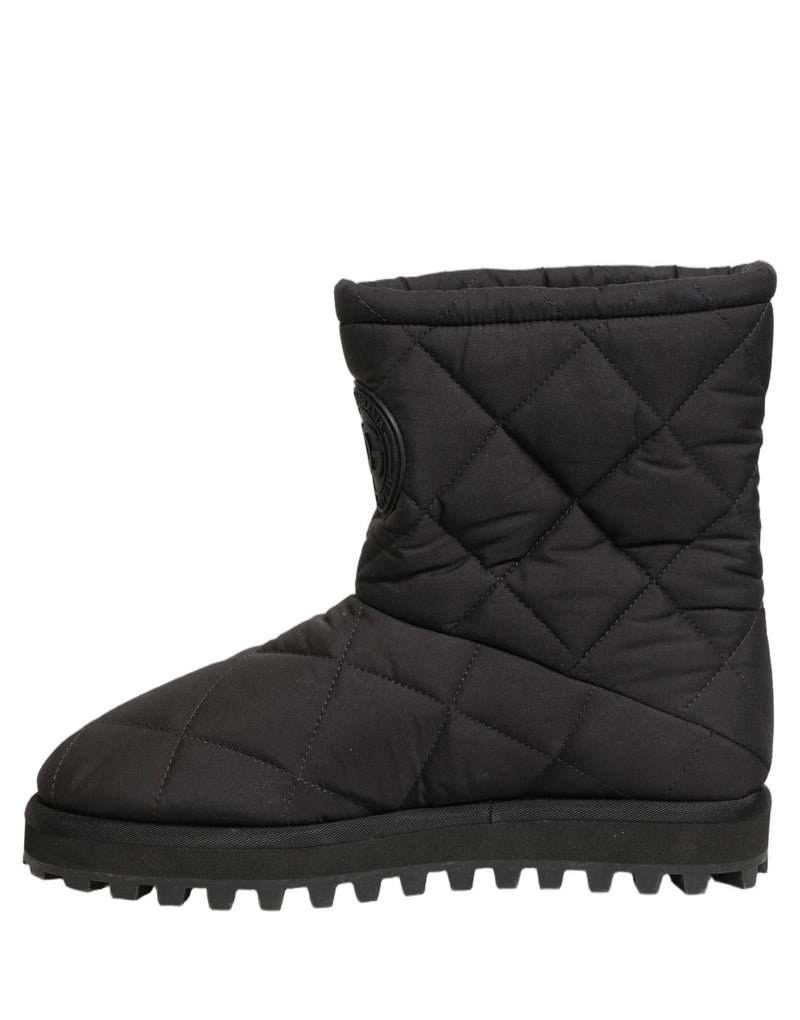 Dolce & Gabbana Black Quilted Effect Mid Calf Boots