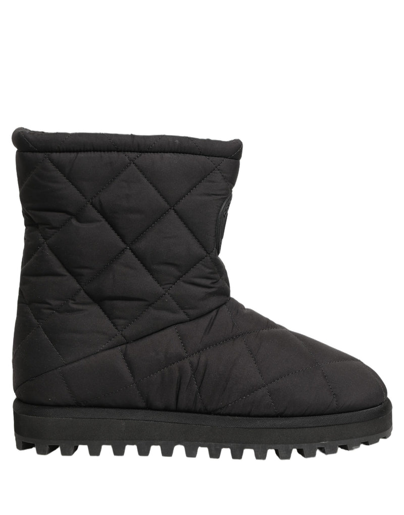 Dolce & Gabbana Black Quilted Effect Mid Calf Boots