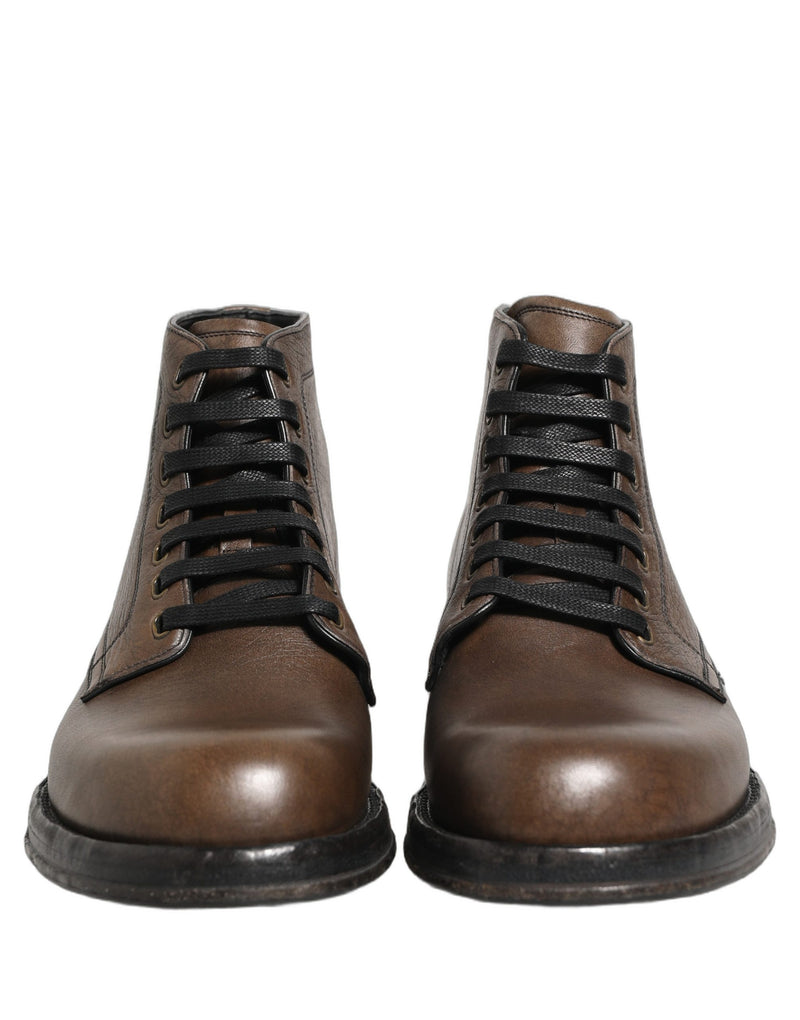 Dolce & Gabbana Brown Perugino Leather Men Ankle Boots