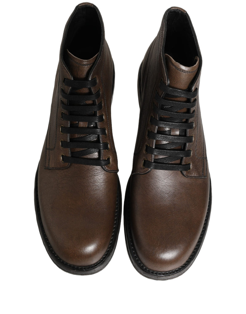 Dolce & Gabbana Brown Perugino Leather Men Ankle Boots