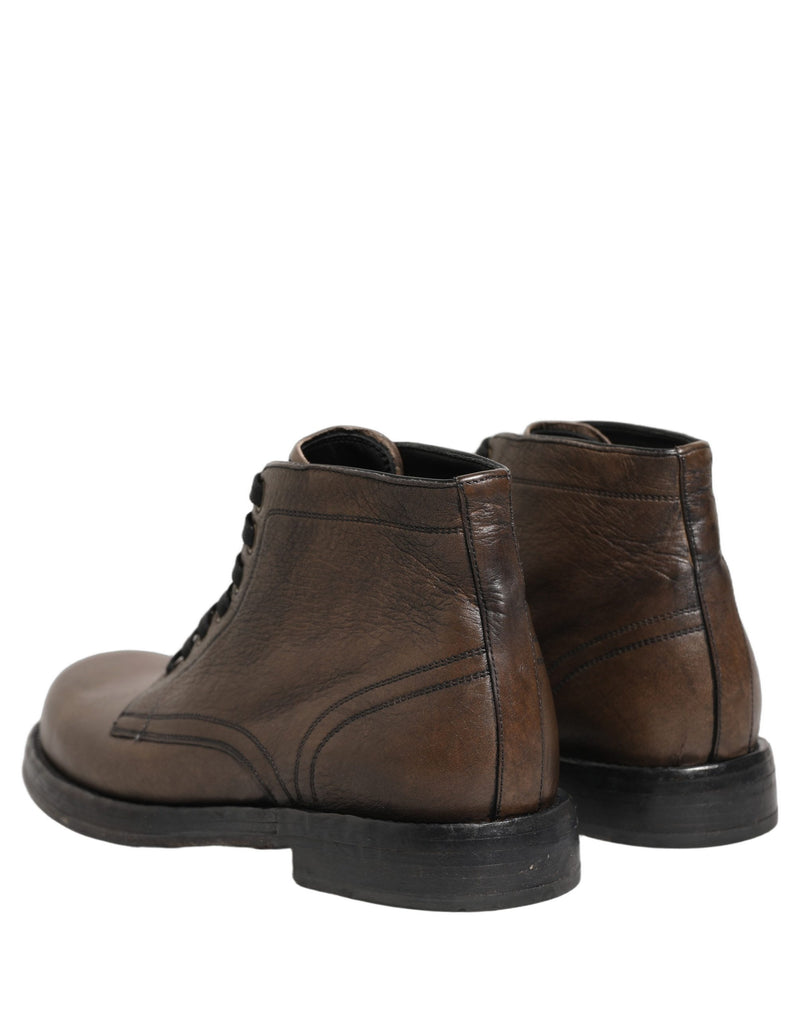 Dolce & Gabbana Brown Perugino Leather Men Ankle Boots