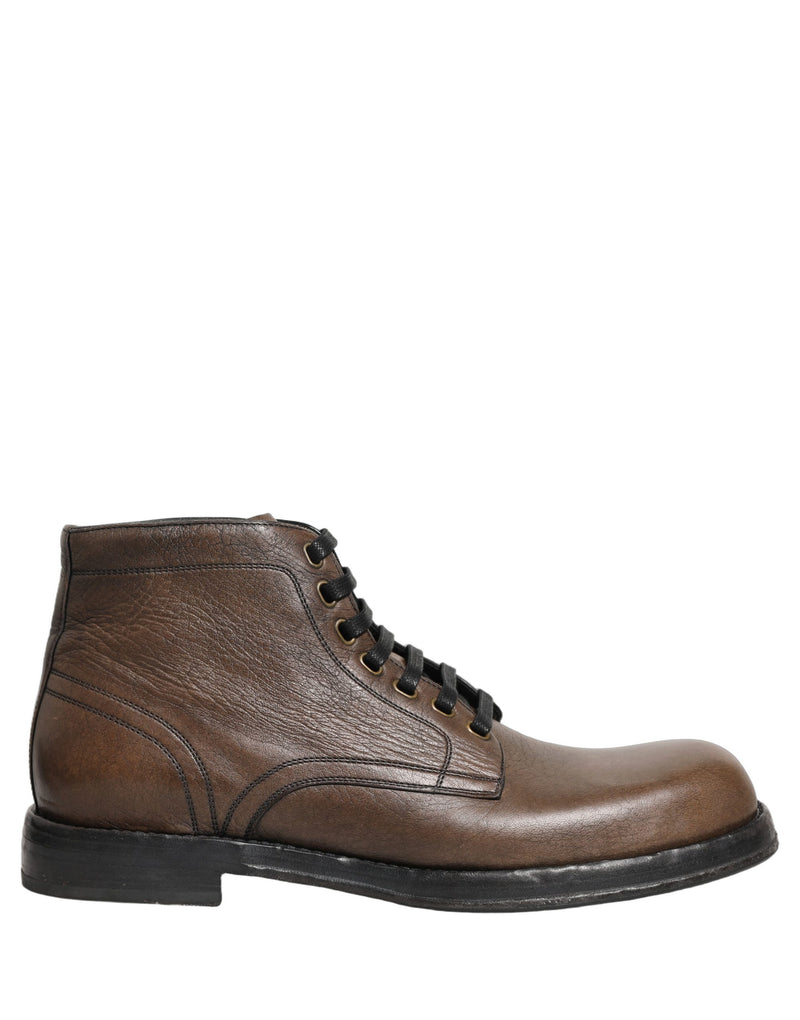 Dolce & Gabbana Brown Perugino Leather Men Ankle Boots