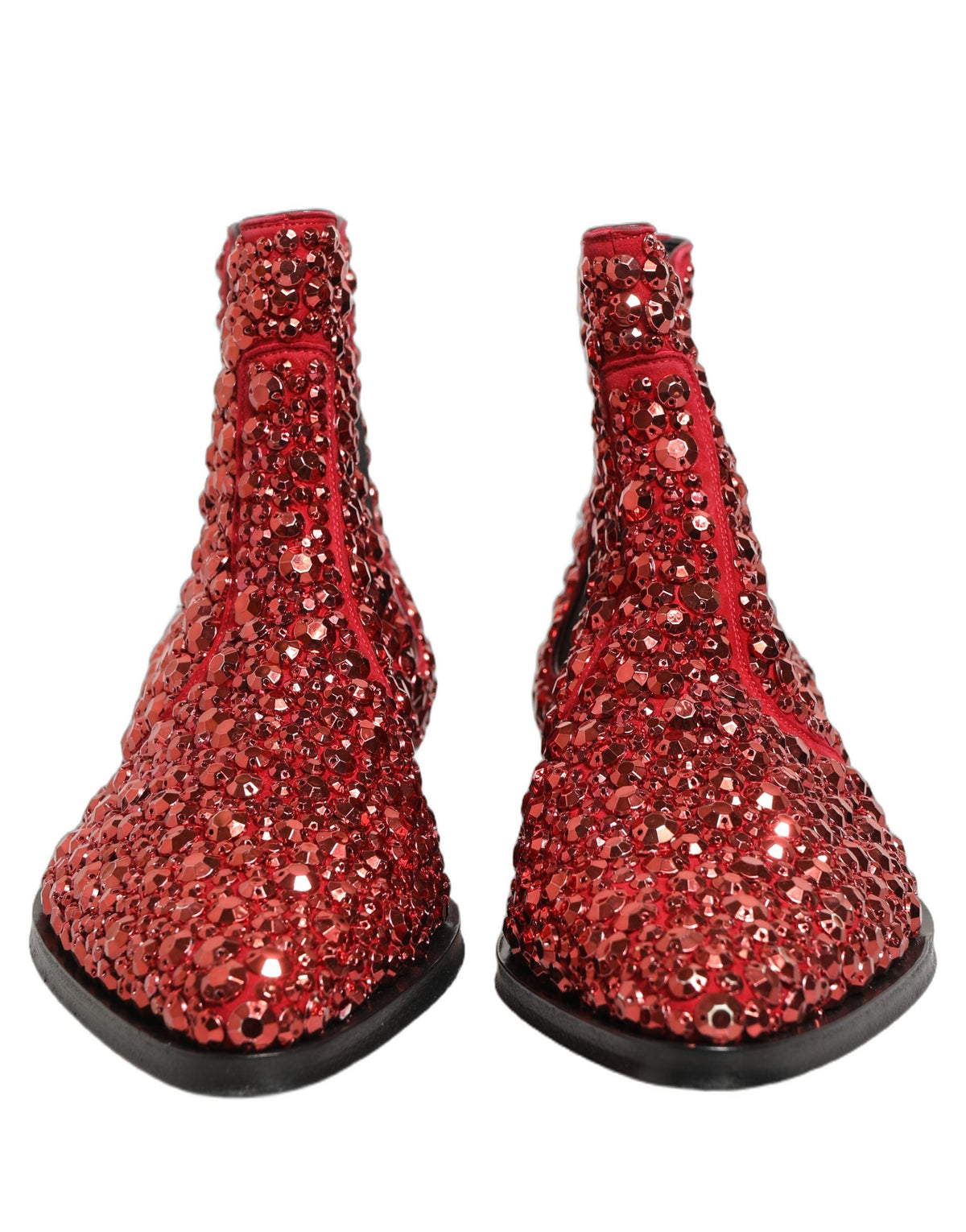 Dolce & Gabbana Red Embellished Chelsea Ankle Boots