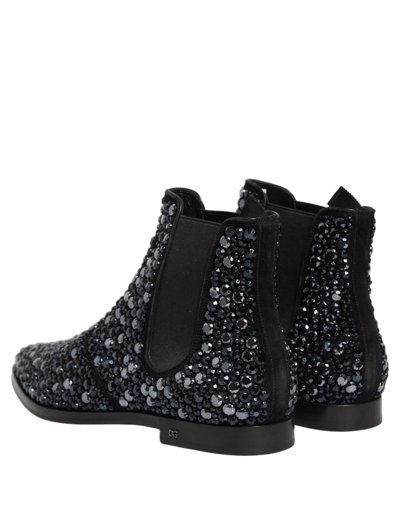 Dolce & Gabbana Black Embellished Chelsea Ankle Boots