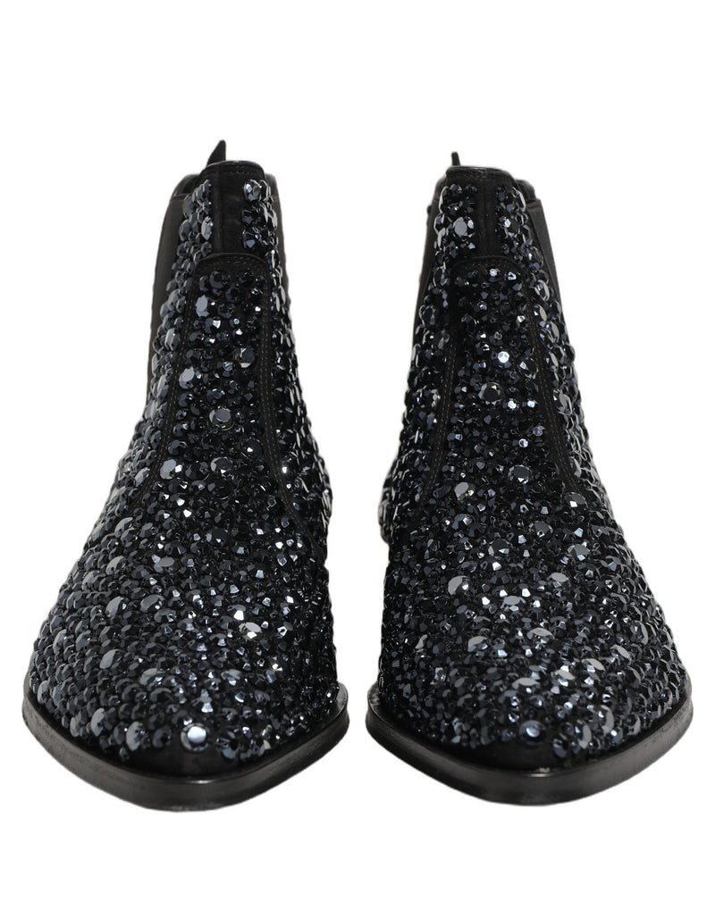 Dolce & Gabbana Black Embellished Chelsea Ankle Boots