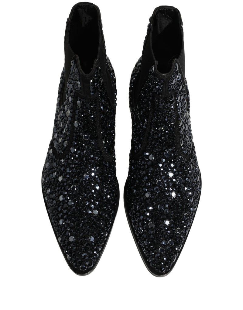Dolce & Gabbana Black Embellished Chelsea Ankle Boots