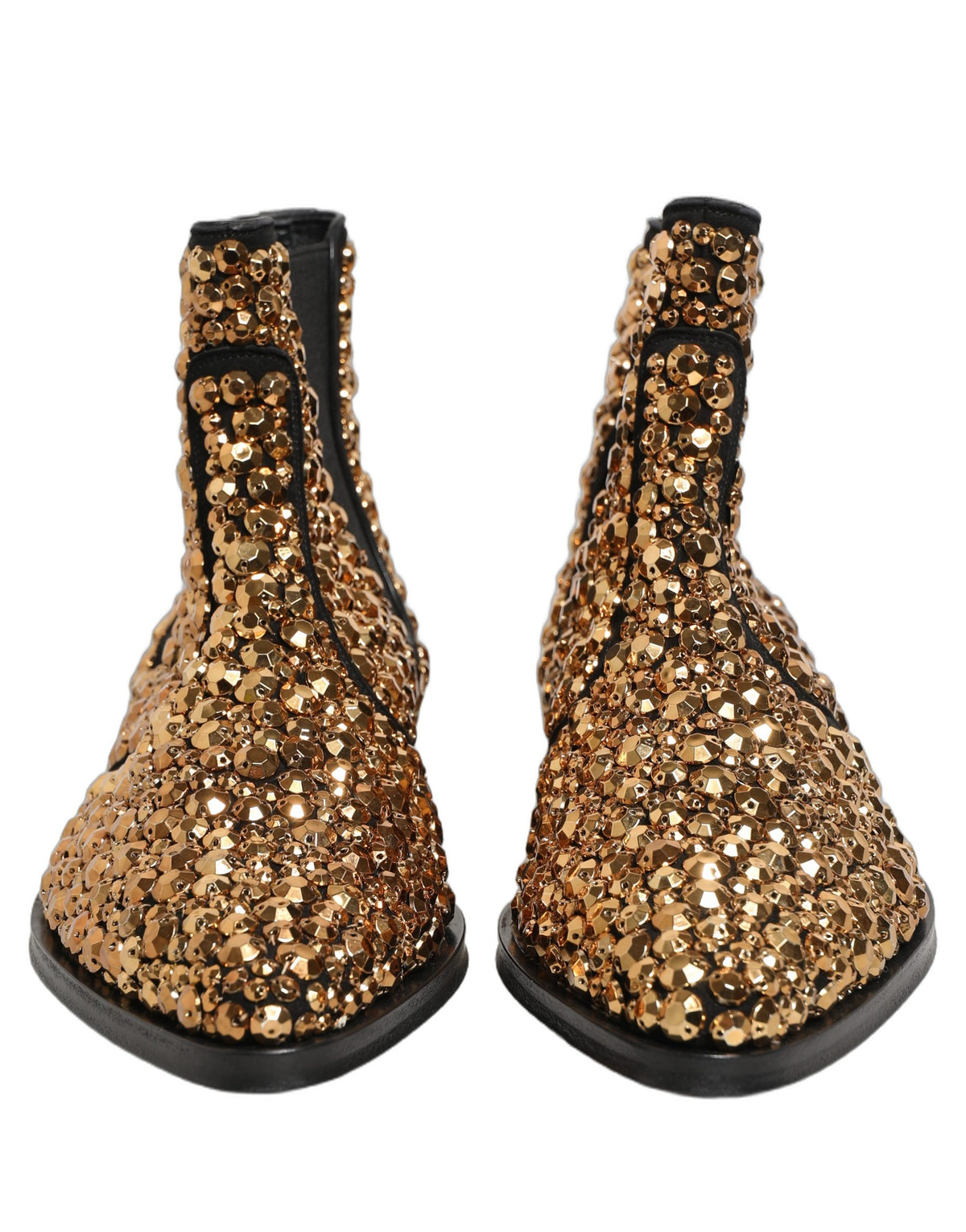 Dolce & Gabbana Gold Embellished Chelsea Ankle Boots
