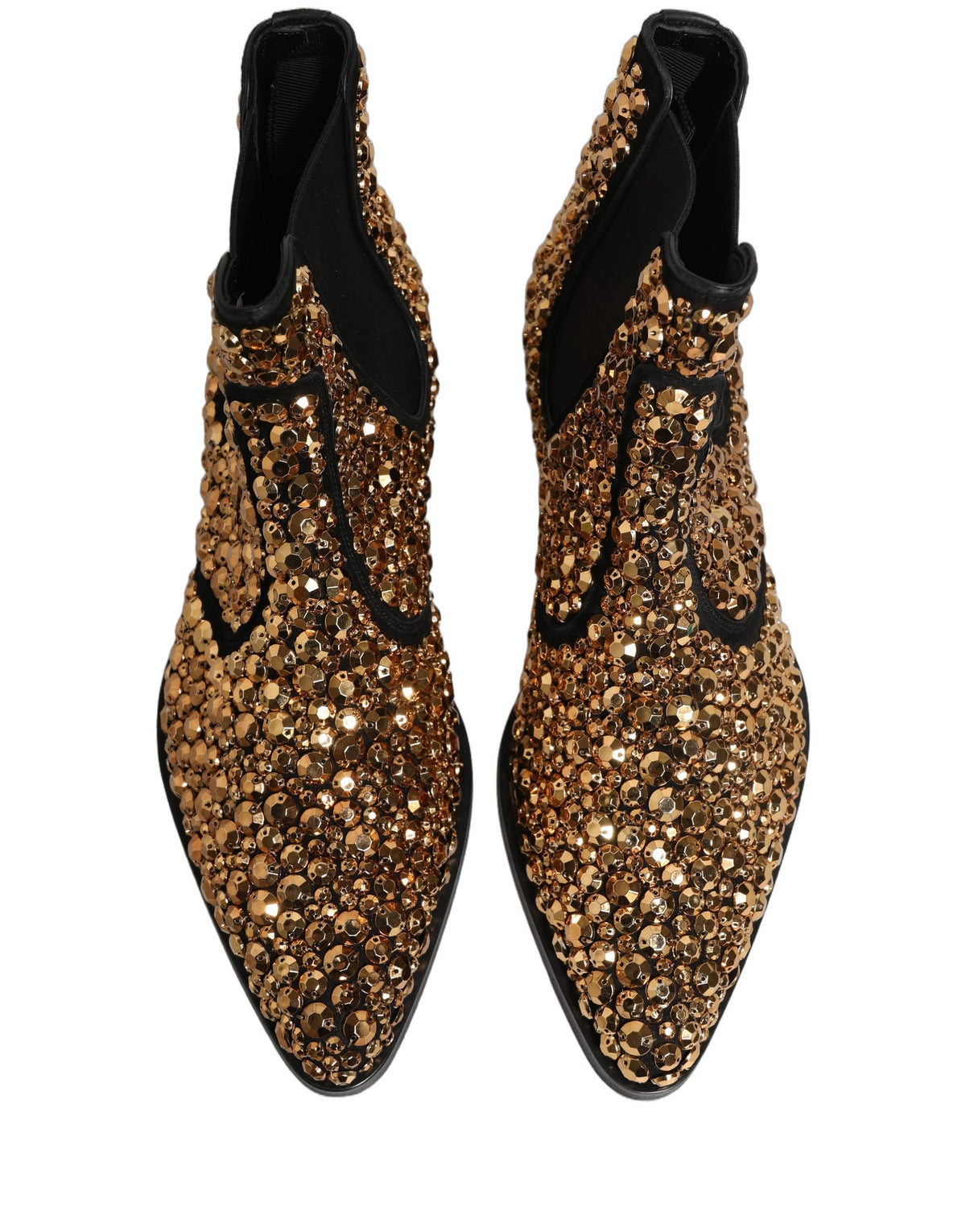 Dolce & Gabbana Gold Embellished Chelsea Ankle Boots