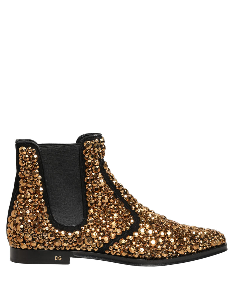 Dolce & Gabbana Gold Embellished Chelsea Ankle Boots