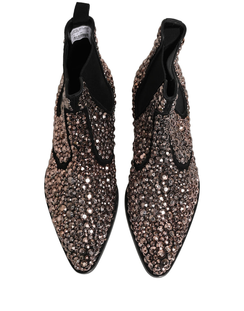 Dolce & Gabbana Silver Embellished Chelsea Ankle Boots