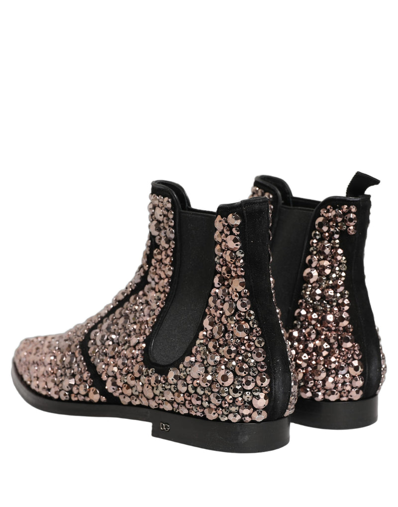 Dolce & Gabbana Silver Embellished Chelsea Ankle Boots