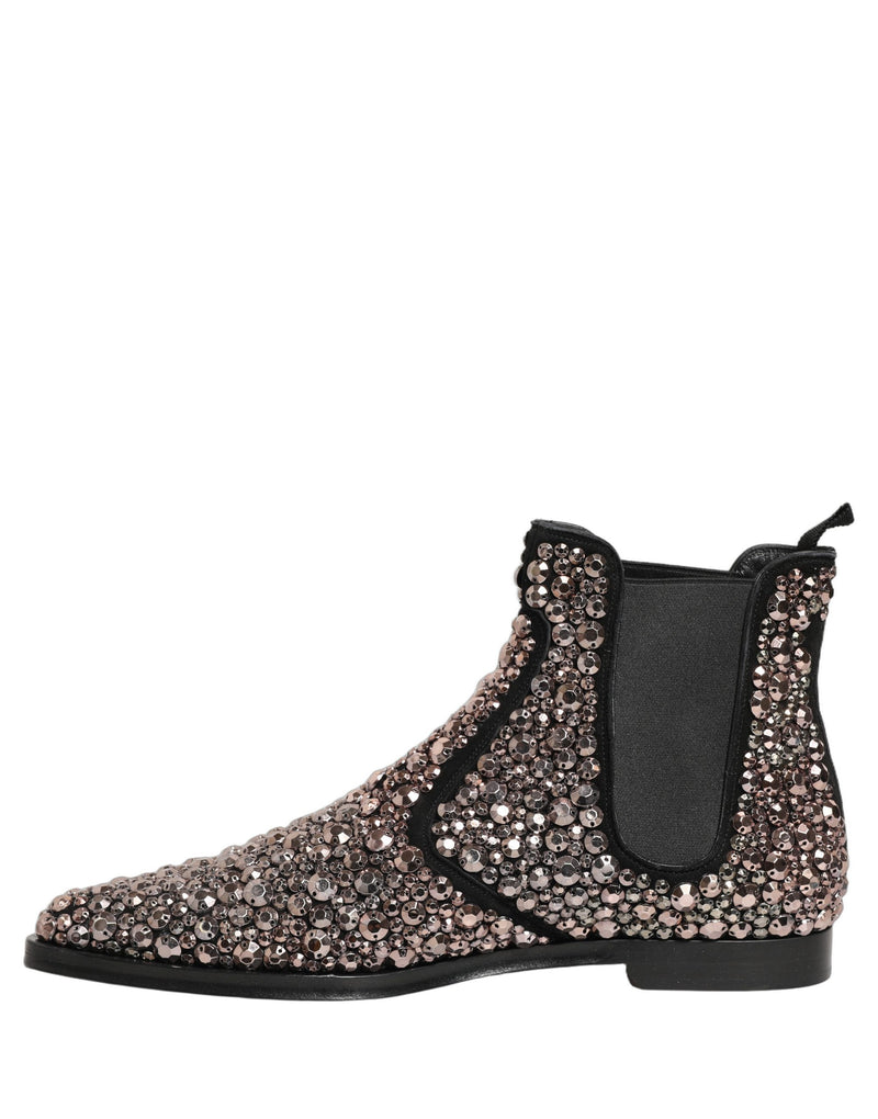 Dolce & Gabbana Silver Embellished Chelsea Ankle Boots