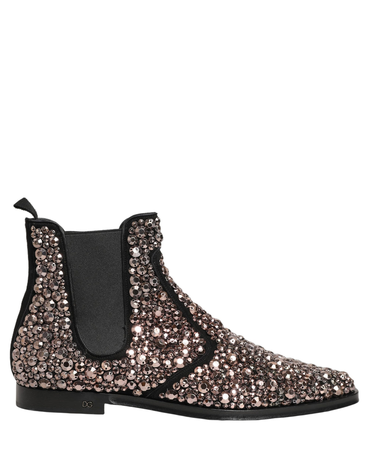 Dolce & Gabbana Silver Embellished Chelsea Ankle Boots