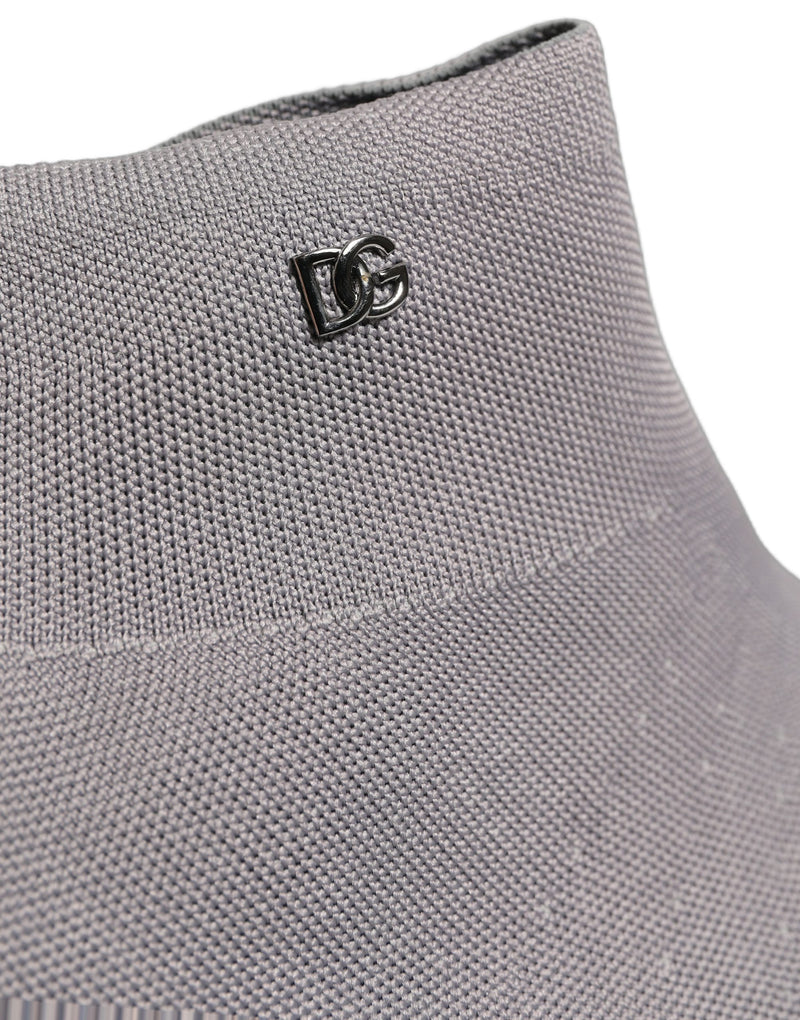 Dolce & Gabbana Gray Stretch Mesh Men Ankle Boots