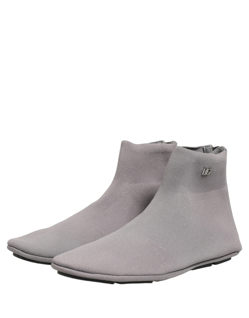 Dolce & Gabbana Gray Stretch Mesh Men Ankle Boots
