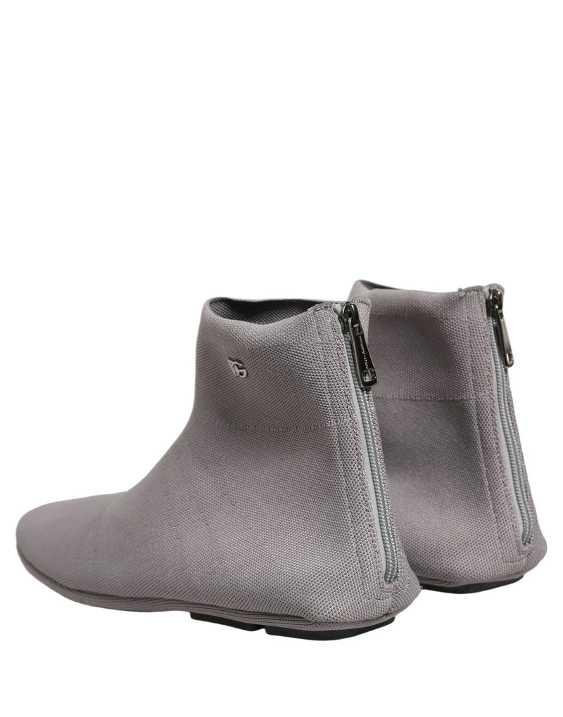 Dolce & Gabbana Gray Stretch Mesh Men Ankle Boots