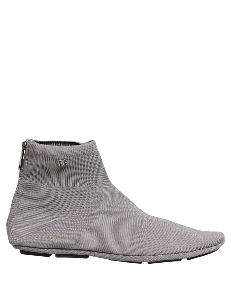 Dolce & Gabbana Gray Stretch Mesh Men Ankle Boots