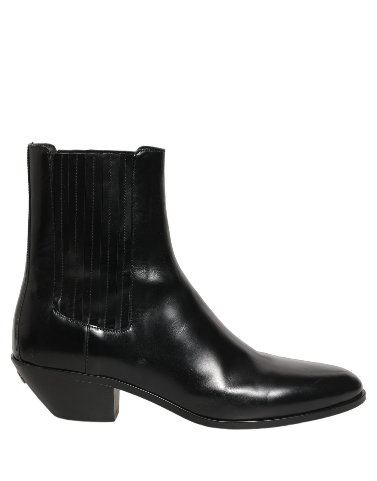 Dolce & Gabbana Black Leather Chelsea Mid Calf Boots