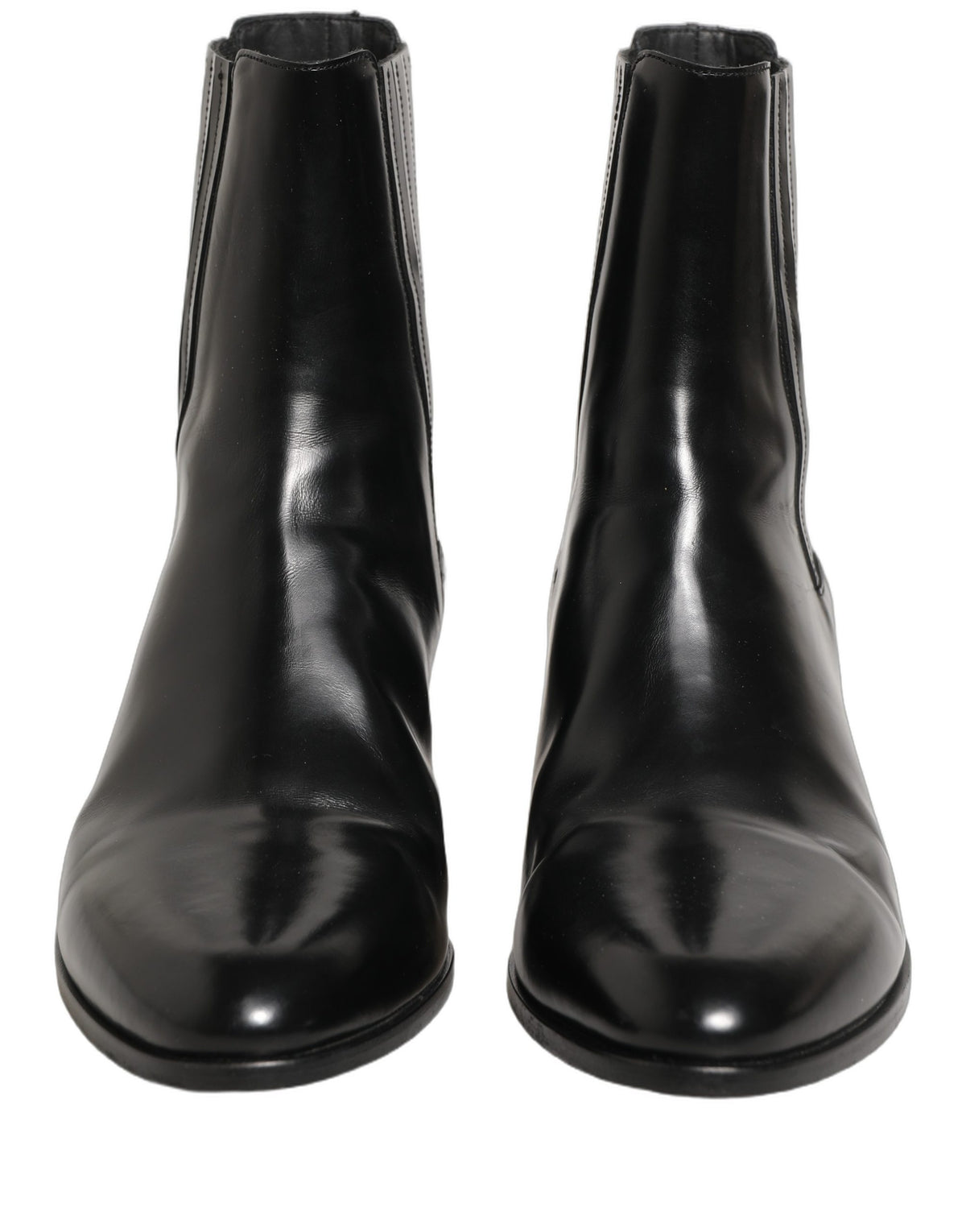 Dolce & Gabbana Black Leather Chelsea Mid Calf Boots