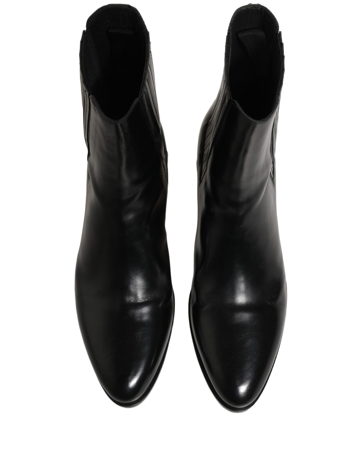 Dolce & Gabbana Black Leather Chelsea Mid Calf Boots