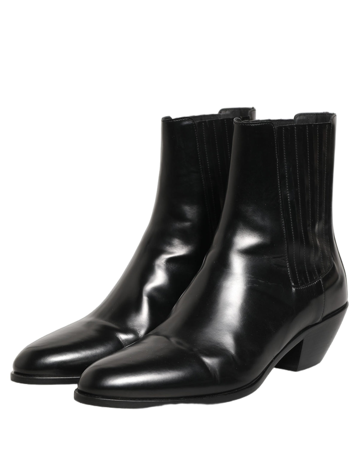 Dolce & Gabbana Black Leather Chelsea Mid Calf Boots