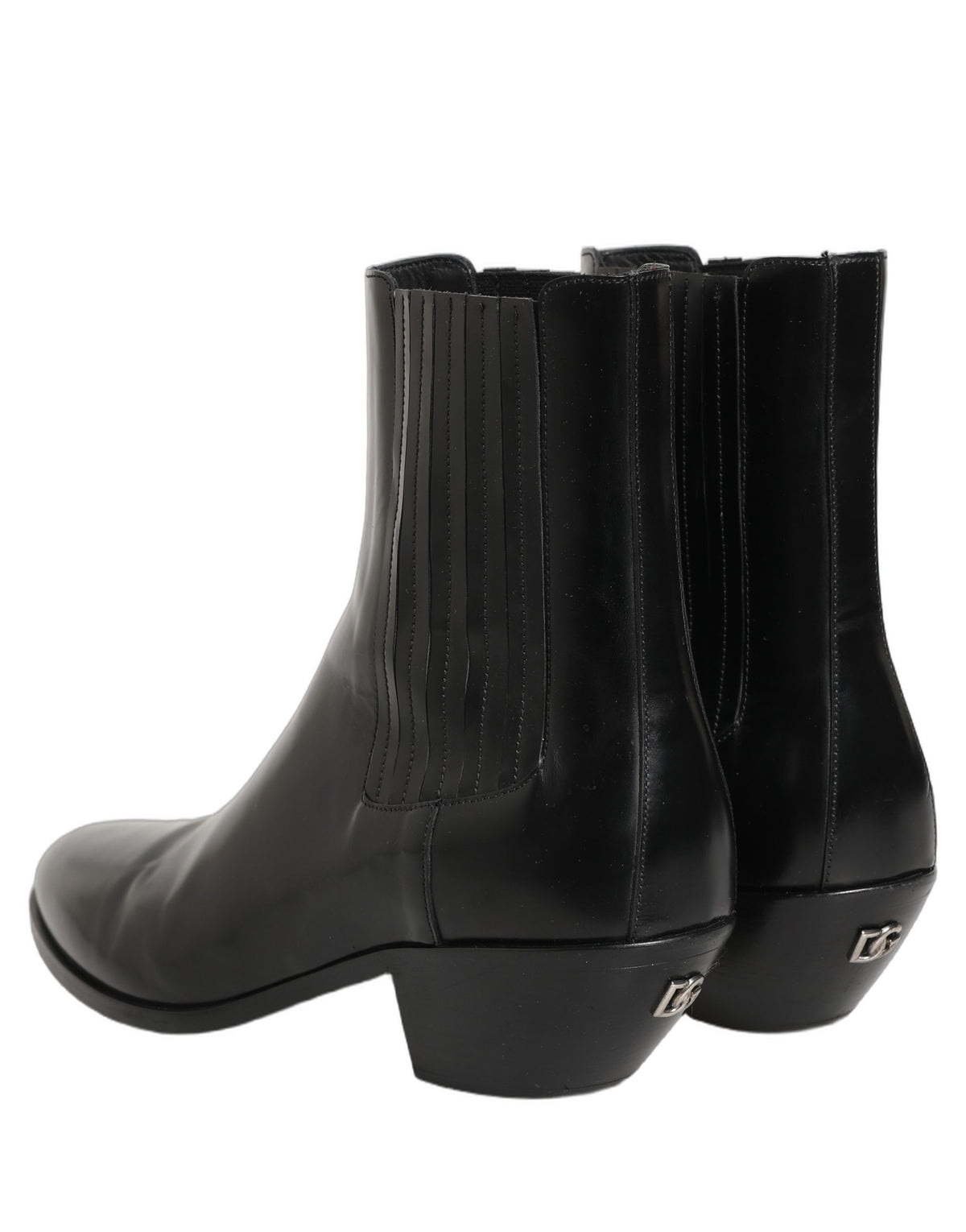 Dolce & Gabbana Black Leather Chelsea Mid Calf Boots