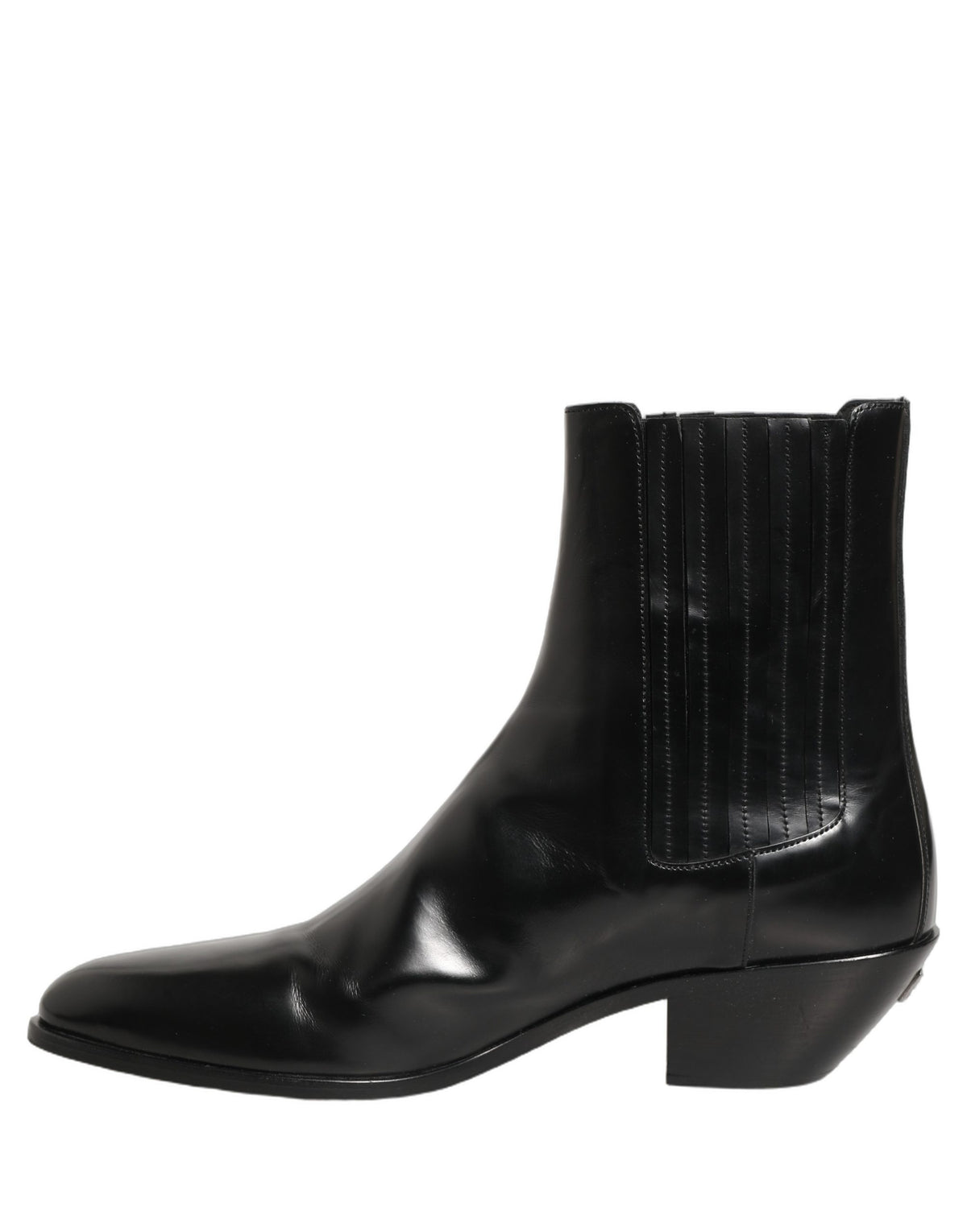 Dolce & Gabbana Black Leather Chelsea Mid Calf Boots
