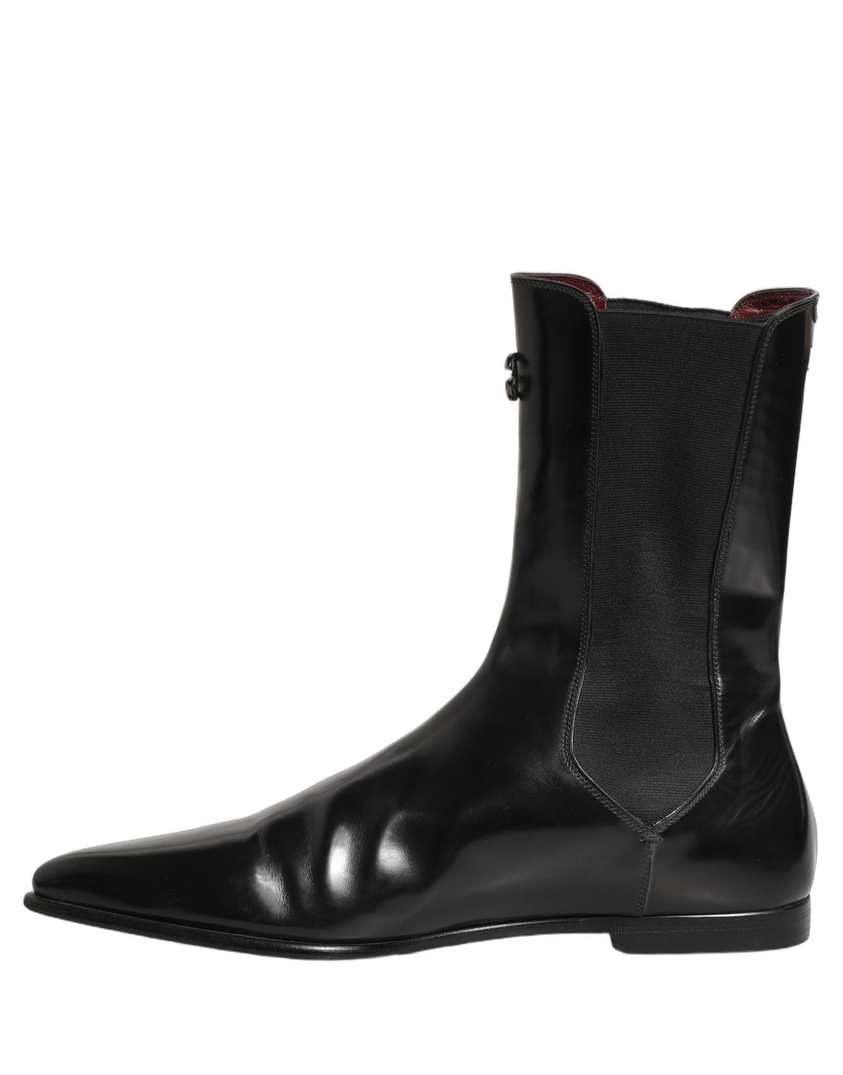 Dolce & Gabbana Black Leather Chelsea Mid Calf Boots