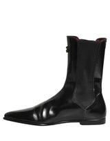 Dolce & Gabbana Black Leather Chelsea Mid Calf Boots