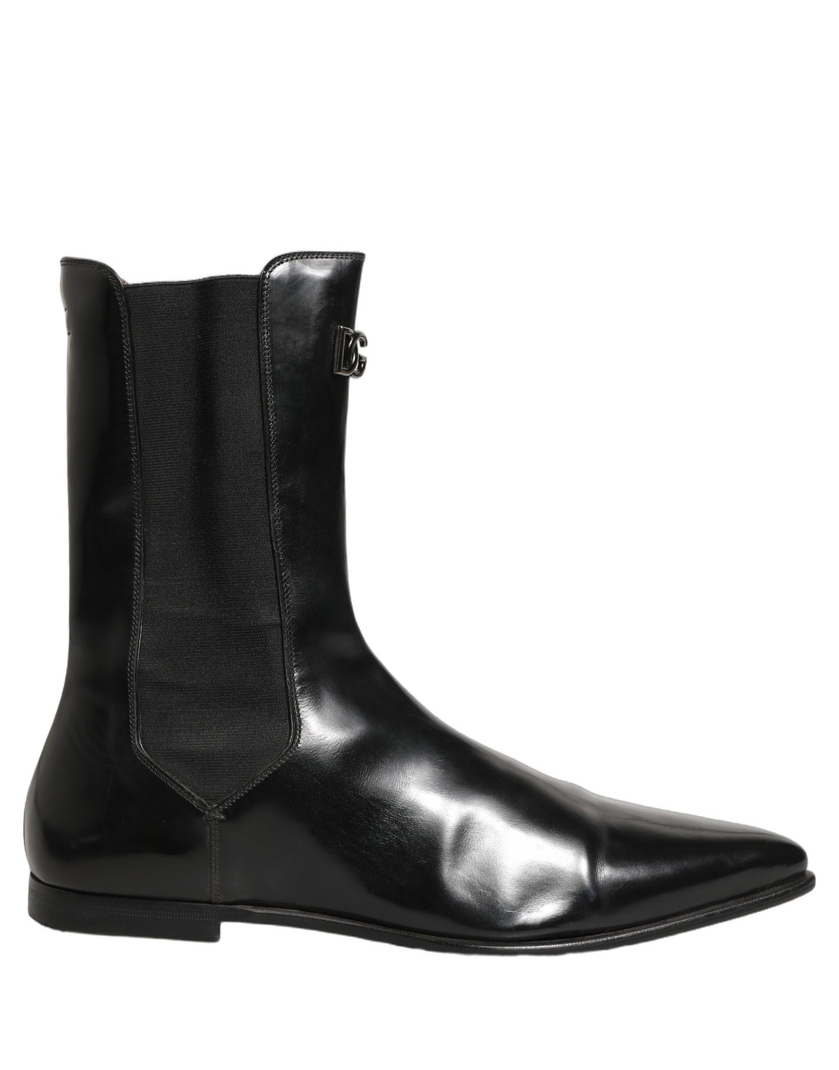 Dolce & Gabbana Black Leather Chelsea Mid Calf Boots