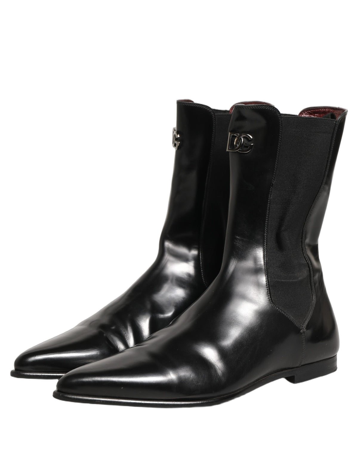 Dolce & Gabbana Black Leather Chelsea Mid Calf Boots