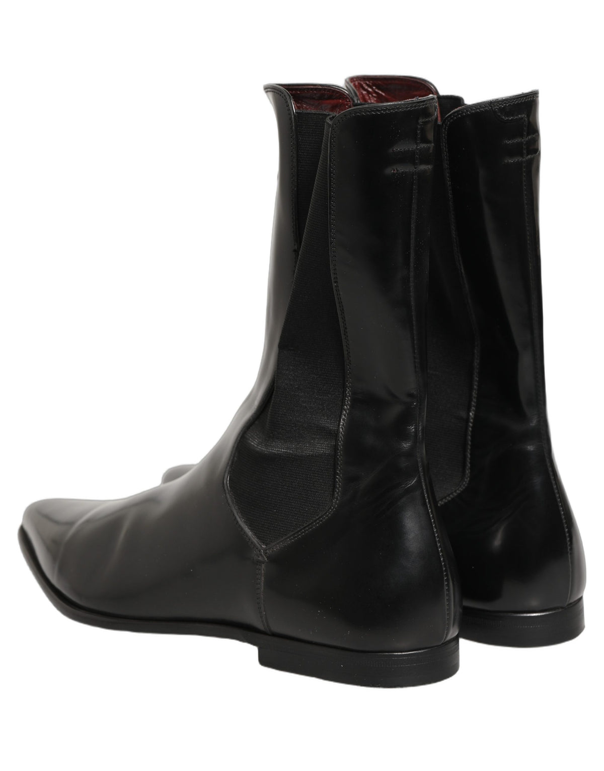Dolce & Gabbana Black Leather Chelsea Mid Calf Boots