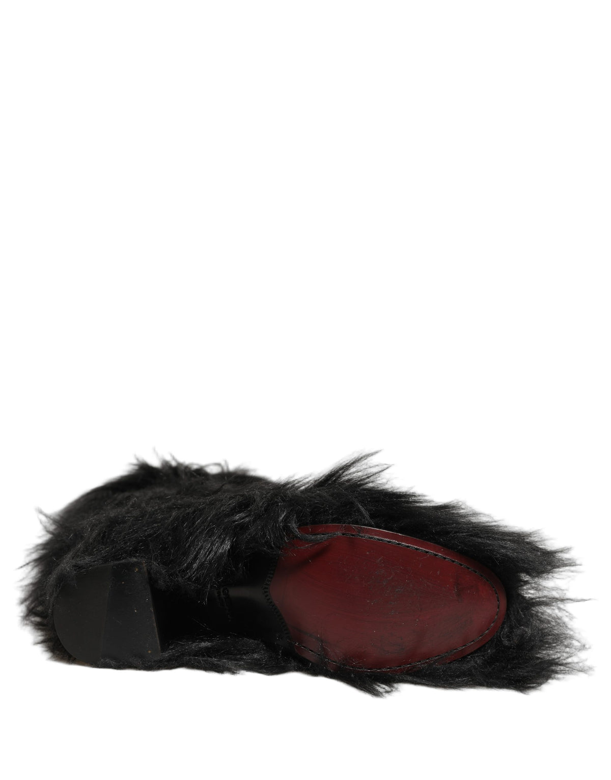 Dolce & Gabbana Black Faux Fur Mid Calf Winter Boots