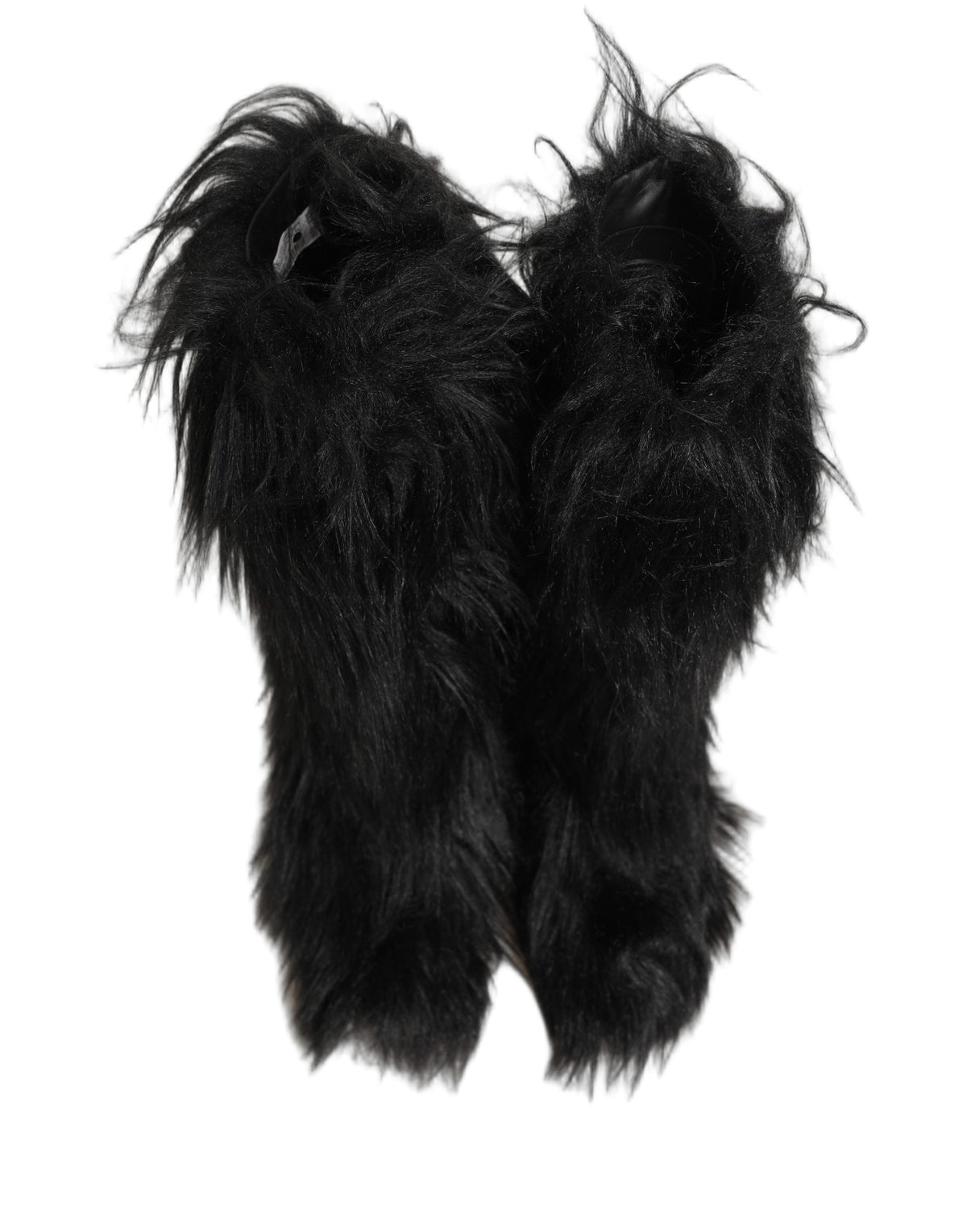 Dolce & Gabbana Black Faux Fur Mid Calf Winter Boots