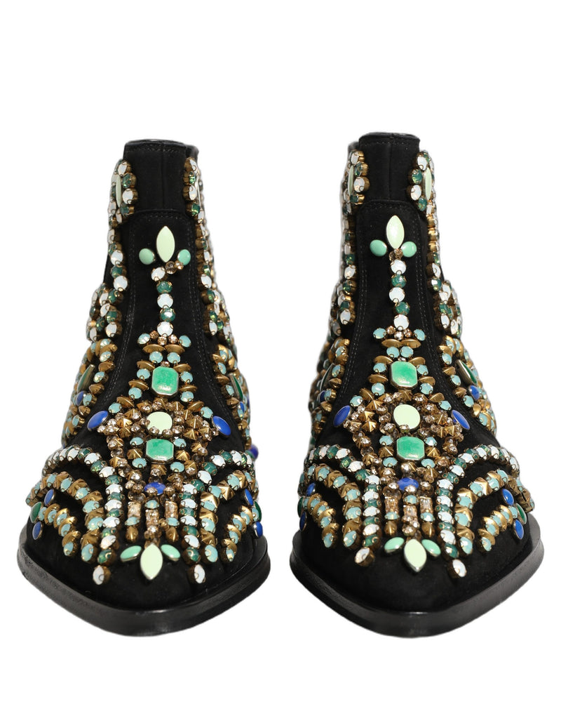 Dolce & Gabbana Black Embellished Chelsea Ankle Boots