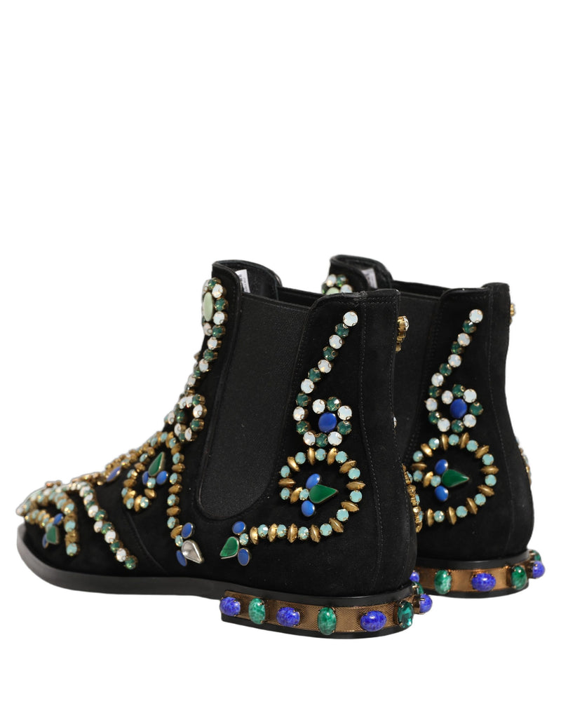 Dolce & Gabbana Black Embellished Chelsea Ankle Boots