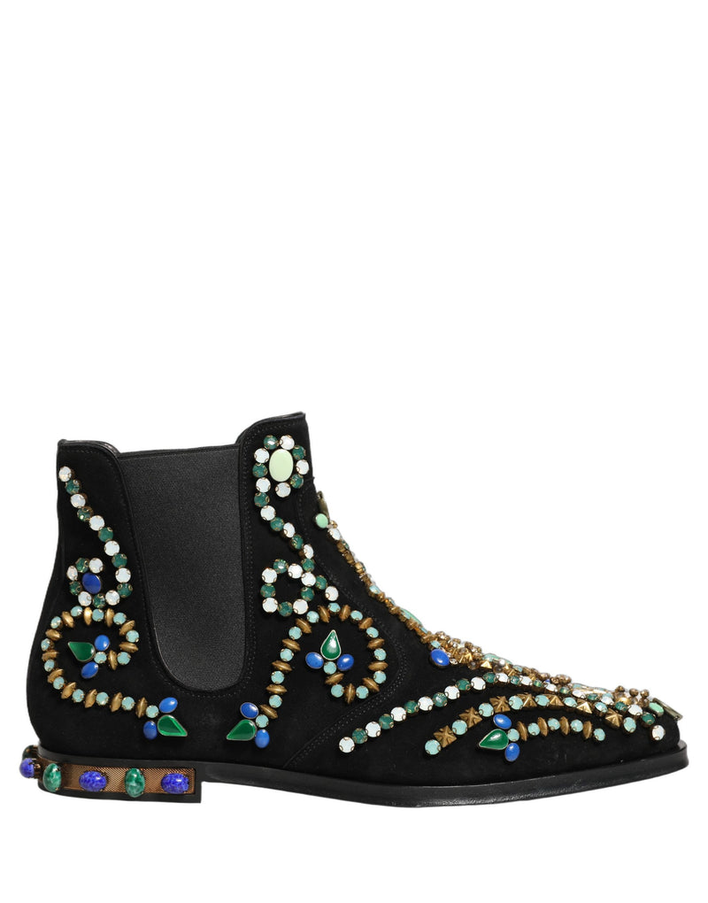 Dolce & Gabbana Black Embellished Chelsea Ankle Boots