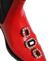 Dolce & Gabbana Red Embellished Chelsea Ankle Boots for Men