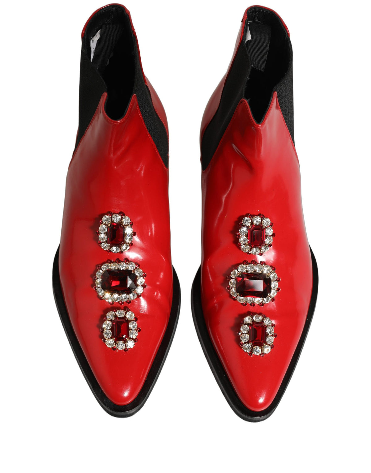 Dolce & Gabbana Red Embellished Chelsea Ankle Boots for Men