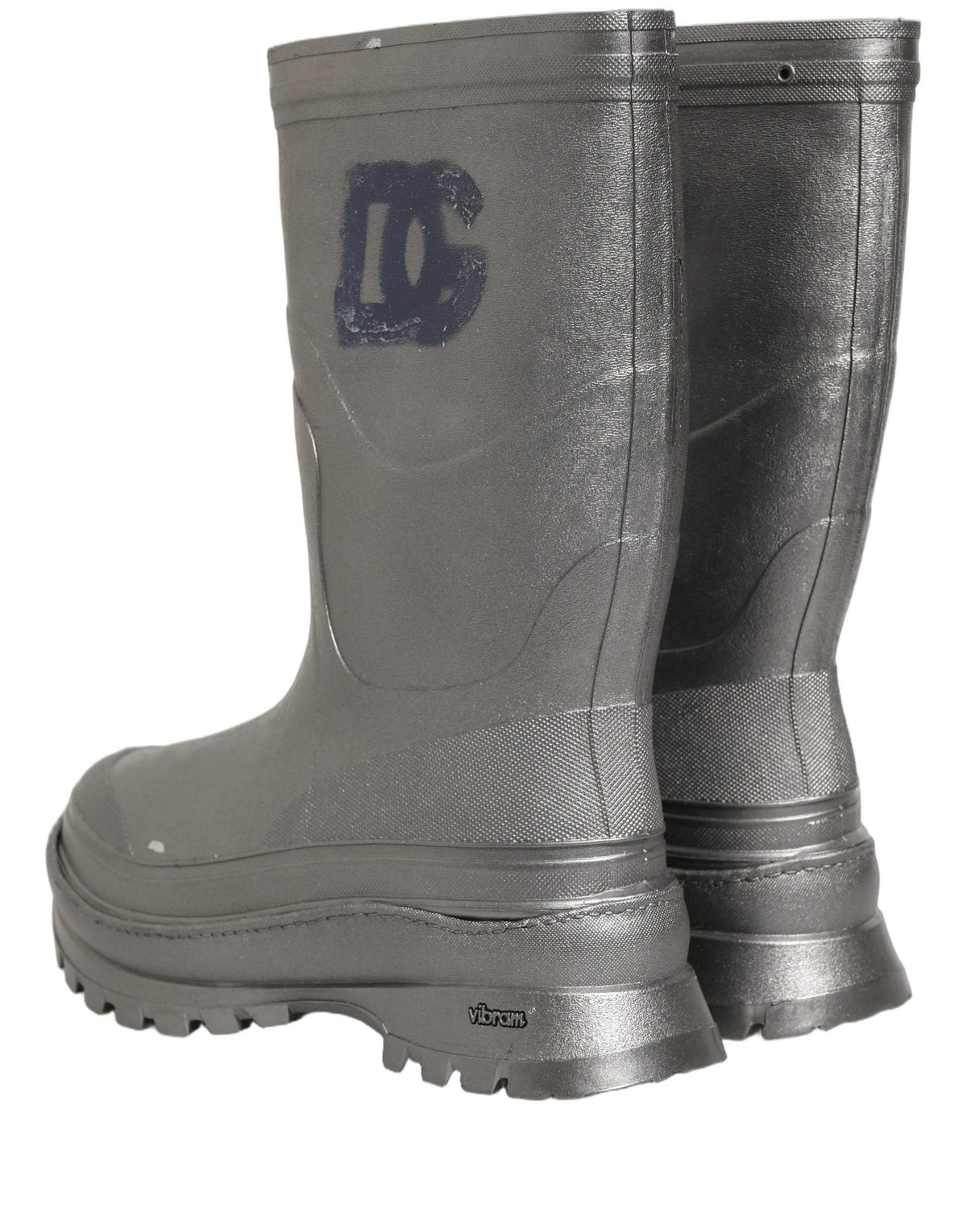Dolce & Gabbana Metallic Silver Pull On Rain Boots for Men