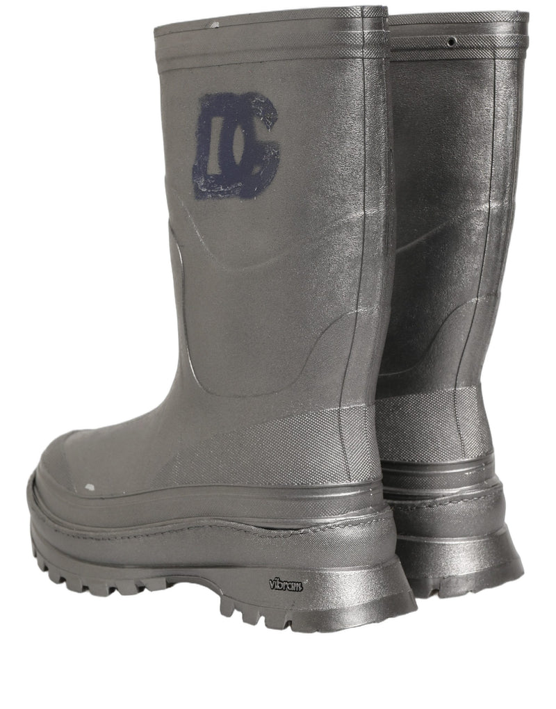 Dolce & Gabbana Metallic Silver Pull On Rain Boots for Men