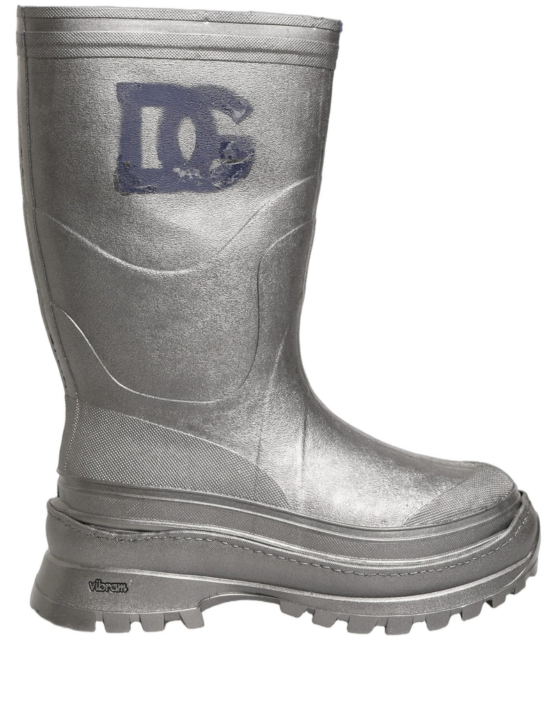 Dolce & Gabbana Metallic Silver Pull On Rain Boots for Men