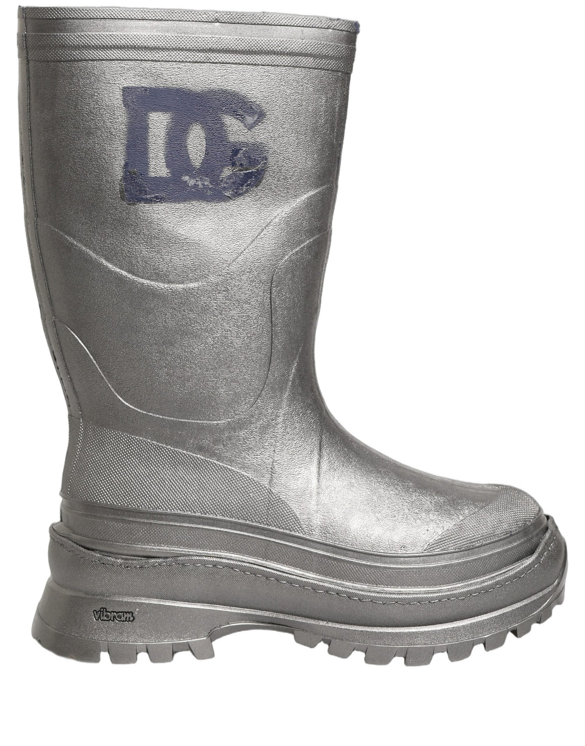 Dolce & Gabbana Metallic Silver Pull On Rain Boots for Men