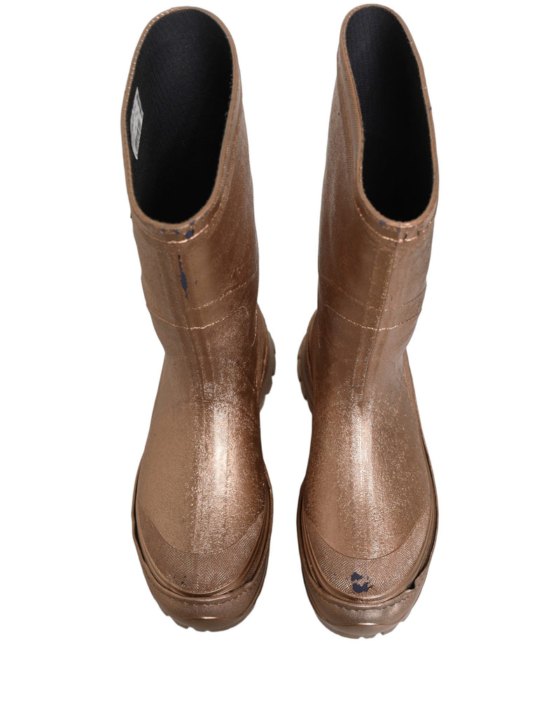 Dolce & Gabbana Rose Gold PVC Pull On Rain Boots for Men
