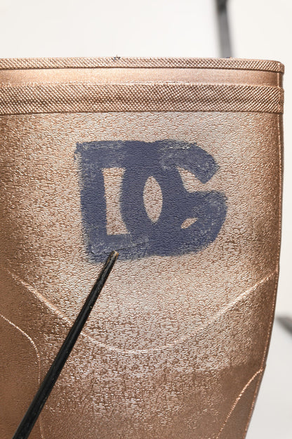 Dolce & Gabbana Rose Gold PVC Pull On Rain Boots Men Shoes